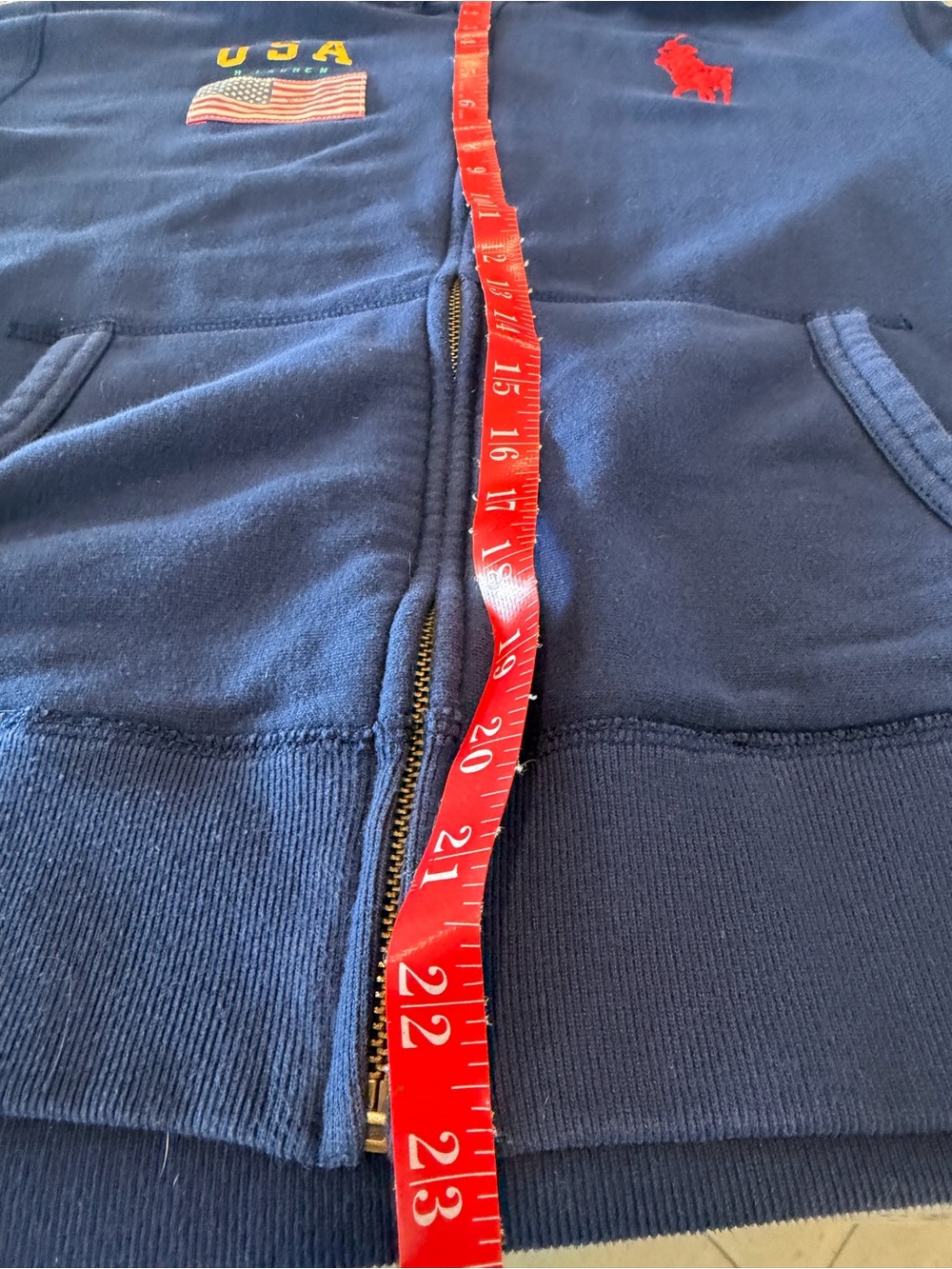Polo Ralph Lauren Big Pony USA Flag Navy Full Zip Hoodie xl - Picture 3 of 12